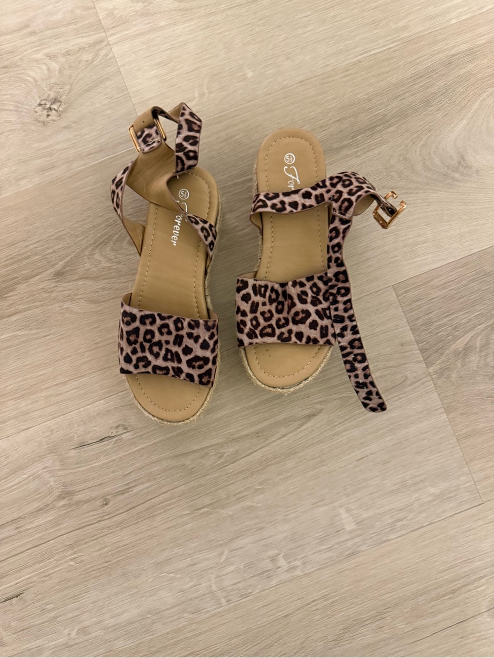 Comfort Leopard Print Ankle-Strap Sandals - Brown